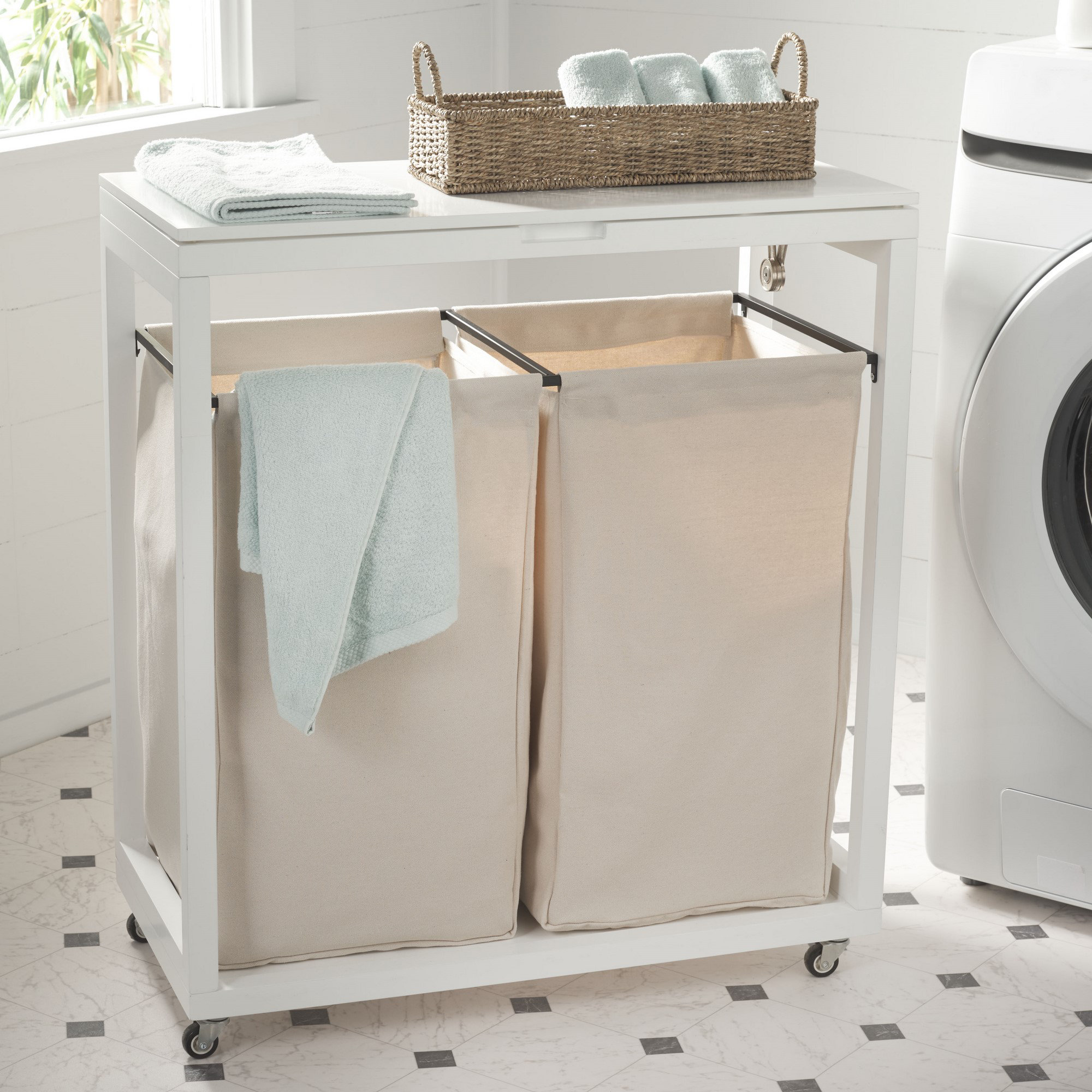 Latitude Run® Wood Rolling Laundry Hamper & Reviews | Wayfair
